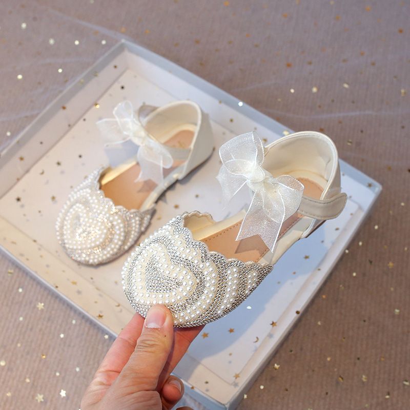 New Love Bow Princess Shoes Girls Shoes Children Baby Leather Shoes Spring And Autumn Comfortable Soft Bottom Rhinestone Shoes_vogvips.com
