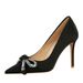 1983-H61 European And American Style Fashion Party Heels Stiletto Bow Shallow Mouth Pointed Toe Ultra High Heel Single_vogvips.com