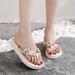 Women Summer EVA Slipper Bohemian Satin Ribbon Female Flip Flop 2024 Beach Simple Leisure Ladies Shoes Sandal Chaussure_vogvips.com