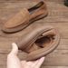 spring Genuine Leather Slip-on Casual Shoes, Breathable Soft-soled British-style_vogvips.com