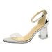 169-3 Korean Style Fashion Crystal Pedicure Elegant Women's Shoes Chunky High Heel Open Toe Transparent Strap Sandals_vogvips.com