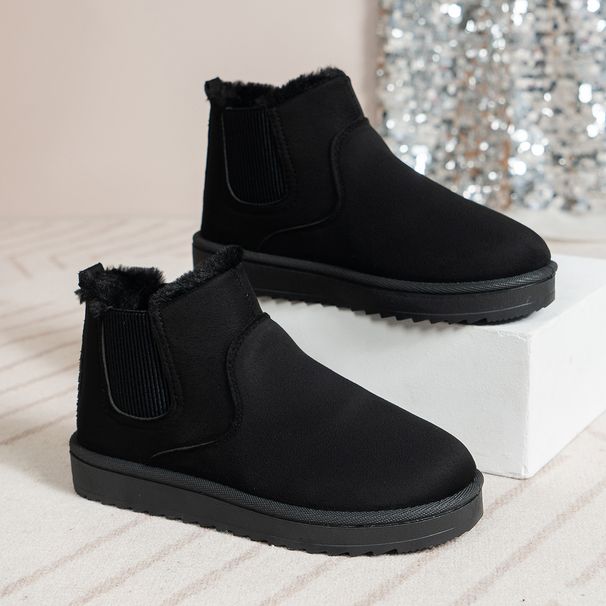 Foreign Trade Plus Size Women's Fleece-Lined Warm Snow European And American Style Slip-On Round Toe Fashion Boots With_vogvips.com