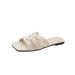 Plus Size Women's Shoes Low Heel Slippers Square Toe Flat Beach Slide Sandals For Women_vogvips.com