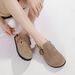 Women's Shoes Genuine Leather Shoes New Spring And Autumn Thick Soled Closed Toe Slip On Fashionable Flat Half Slippers_vogvips.com