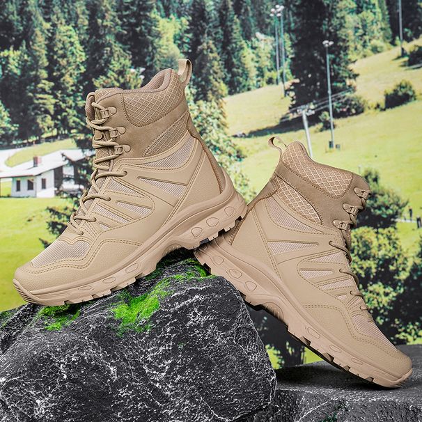 Men's Lightweight Breathable Hiking Shoes With Anti-Slip Rubber Sole For Outdoor Trekking, Trail Running & Tactical Use Combat Boots, Tactical Boots_vogvips.com