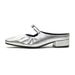 Weiwei Girl 958 2 Women's Square Toe Half Slippers French Style Summer Outerwear One Strap Pleated Silver Closed Toe Single Shoes_vogvips.com