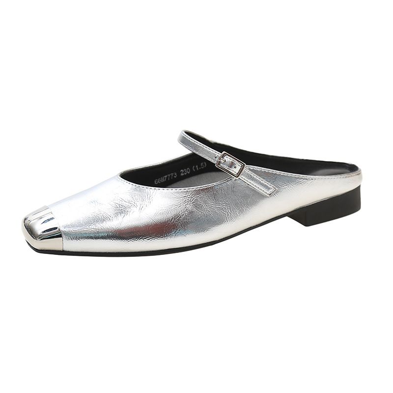 Women's 2024 Summer New Style Flat Soled Slip On Mules For Outdoor Wear French Sandals_vogvips.com