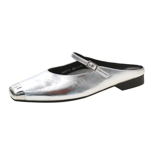 Women's 2024 Summer New Style Flat Soled Slip On Mules For Outdoor Wear French Sandals_vogvips.com