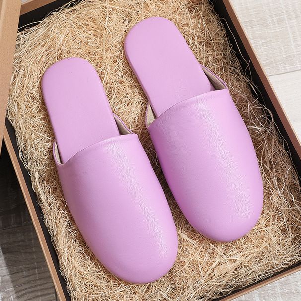 Men’s Shoes Spring And Autumn Seasons Home First Layer Lambskin Slippers For Women Home Indoor Wooden Floor Baotou Home Leather Slippers_vogvips.com