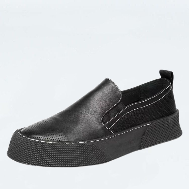 Suitable For All Seasons Men's Slip-On Loafers Genuine Leather Breathable Height Increasing Casual Shoes Versatile Thick Sole Sneakers Trendy_vogvips.com
