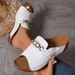 Large Size Casual Fashion Simple Metal Buckle Fish Mouth Slippers_vogvips.com