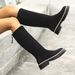 Women's Slimming Round Toe Stretch Boots Plus Size Winter Style Back Zipper Knee High For Fashionable Comfort_vogvips.com