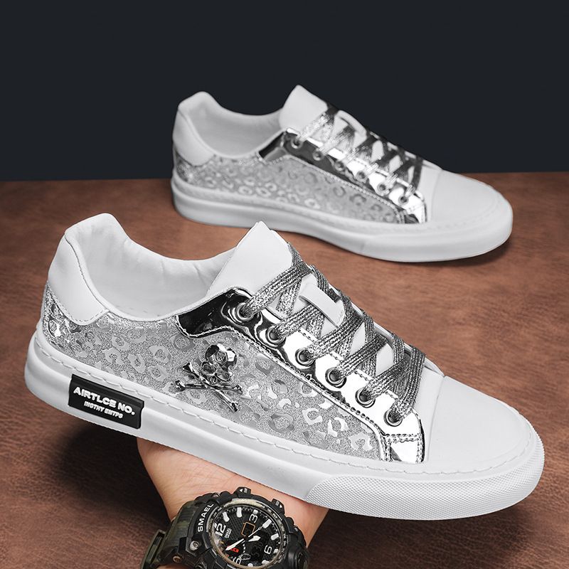 Men's Rhinestone Sneakers Trendy Skull Casual Fashion Sports Shoes for Students Niche Spirit Guy Social Board_vogvips.com