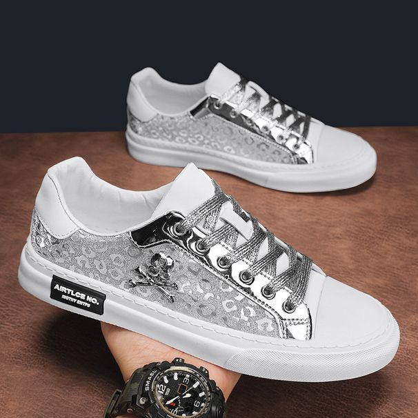 Men's Rhinestone Sneakers Trendy Skull Casual Fashion Sports Shoes for Students Niche Spirit Guy Social Board_vogvips.com