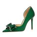 626-H36 Banquet European And American Women's Stiletto Ultra High Heels Shallow Mouth Side Hollow Rhinestone Bow Single_vogvips.com