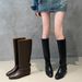 2024 Autumn Winter Korean Style Simple Flat Pointed Toe Straight For Women Over-the-Knee Slimming Long Leather Boots_vogvips.com