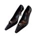 Park Chae Young Rose Same Black Patent Leather High 2025 New Model Mature Style Diamond Buckle Square Toe Stiletto Heels_vogvips.com