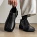 ShoeVault Slip-On Thick-Soled 2025 New Leather Derby Business Casual Square-Toed Stylish Height-Increasing Men's Shoes_vogvips.com