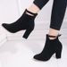 Martin Boots For Women, Short Boots, European American 2018 Autumn And Winter New Style, Chunky Heel, High Heels,_vogvips.com