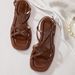 Makes Feet Look Fair~conceals Imperfections~brown Retro Woven Roman Sandals 2025 Summer Soft-soled Flat Large Size_vogvips.com