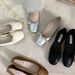 Silver Soft Sole Granny With Skirt Fairy Style Slip-On Shallow Ballet Gentle Evening Single Shoes_vogvips.com