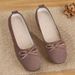 Women's French Style Low Cut Loafers Red round Toe with Bow Hidden Heel Soft Sole Trendy Shoe for Spring And Autumn 2025_vogvips.com