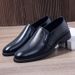 Men’s Shoes Black Leather Shoes Men's Breathable Korean Style Trendy Casual Shoes Business Formal Men's Leather Shoes Round Head_vogvips.com