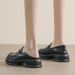 Platform Loafers Women's Round Head British Style Small Leather Shoes One Pedal Retro College Style Single Shoes Women_vogvips.com