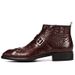 European Warm Series Big Sale High-top Shoes Crocodile Pattern Cowhide Genuine Leather Martin Men's Zipper Business Ankle Boots_vogvips.com