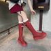Soft Leather Version~ Thick-Soled High Tube Red 2025 Outdoor Camping Over-the-Knee Travel Long Riding Boots_vogvips.com