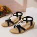New Arrival Wedge Sandals Bohemiafashion Beaded Fish Mouth Elastic Band Women's Sandals_vogvips.com