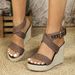 Women’s Shoes Popular Summer New Large Size Rope Woven Wedge Heel Women's Sandals Large Size Spot_vogvips.com
