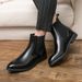 European Warm Series Autumn And Winter New Fleece-Lined Martin Short British Style Mid-Cut Pointed High-Top Leather Boots Men's Shoes_vogvips.com