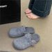 Crestar Women's Winter Mule Fashion Fur Lined Suede Clogs Cotton Shoes With Adjustable Buckle Lady Casual Flat Slippers_vogvips.com