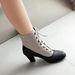 40-45 Foreign Trade Cross-Border Plus Size Women's Autumn Winter Color Block Cross Lace Mid-Heel Short Martin Boots H282_vogvips.com
