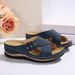 New Slope Heel Flat Casual Slippers For Women With Cross Belt Solid Color Large Size Versatile Shoes_vogvips.com