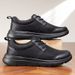 Euro Step Men's Casual Summer Breathable Mesh Black Lace-up Comfortable Work Trendy Versatile Sneakers Running Shoes_vogvips.com
