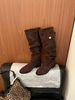 2024 Chunky Heel Retro Fleece-Lined Coffee Color Riding French Style Slim Bare Autumn Winter Women's Over-the-Knee Boots_vogvips.com