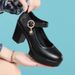 Women's Low-Heel Work Shoes – Slip-Resistant Rubber Sole & Adjustable Strap For Office/Stage (Black, 35-40, Breathable Lining)_vogvips.com
