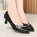 Women's Comfortable Low Heel Pointed Toe Slip-On Dress Shoes - Soft Leather Flats With Cushioned Insole For Everyday Wear Single Shoes_vogvips.com