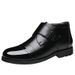 Winter Shoes Winter High-top Shoes Fleece-lined Men's Shoes Winter Warm Thickened Middle-aged Men's Cotton Shoes Genuine Leather Business Cotton Leath_vogvips.com