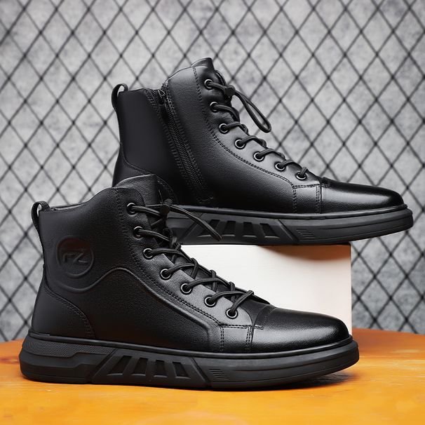 New Leather Spring Men's Shoes High-top Men's Heightening Tooling Martin Boots_vogvips.com