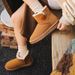 New Autumn Winter Women's Cowhide Snow Boots Short Tube Cotton Bread Shoes Cute Non-slip Thickened_vogvips.com