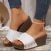 2025 New Fashionable Slope Heel With Sponge Cake Thick Bottom High Heels Cool Dragging One Font Large Open Toe Women's_vogvips.com