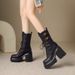 12cm Ultra High Thick Sole Genuine Leather Mid-Calf Autumn Winter Short For Petite Women, Height Increasing Trendy_vogvips.com