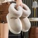 Thick-Soled For Women, Fleece-Lined Indoor Home Slippers With Heel, Maternity Cotton Shoes, Large Fur Mouth, Autumn_vogvips.com