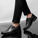 First Layer Men's Embossed Crocodile Pattern Casual Leather Shoes Lace-up Light Mouth Dress Leather Shoes_vogvips.com
