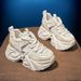 Women's Dad Sneakers Mesh 2024 Spring Autumn New Platform White Thick Sole Petite Height Increasing Shoes Trendy_vogvips.com
