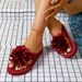 2026 New Women's Solid Color Flower Decorated Flat Slippers Summer Outdoor Leisure Soft Soled Comfortable Beach Flip Flops_vogvips.com