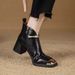 Women's Square Toe Metallic Pearl mid Heel Fashion Boots Autumn Retro Chunky Heel British Style Martin Boots_vogvips.com